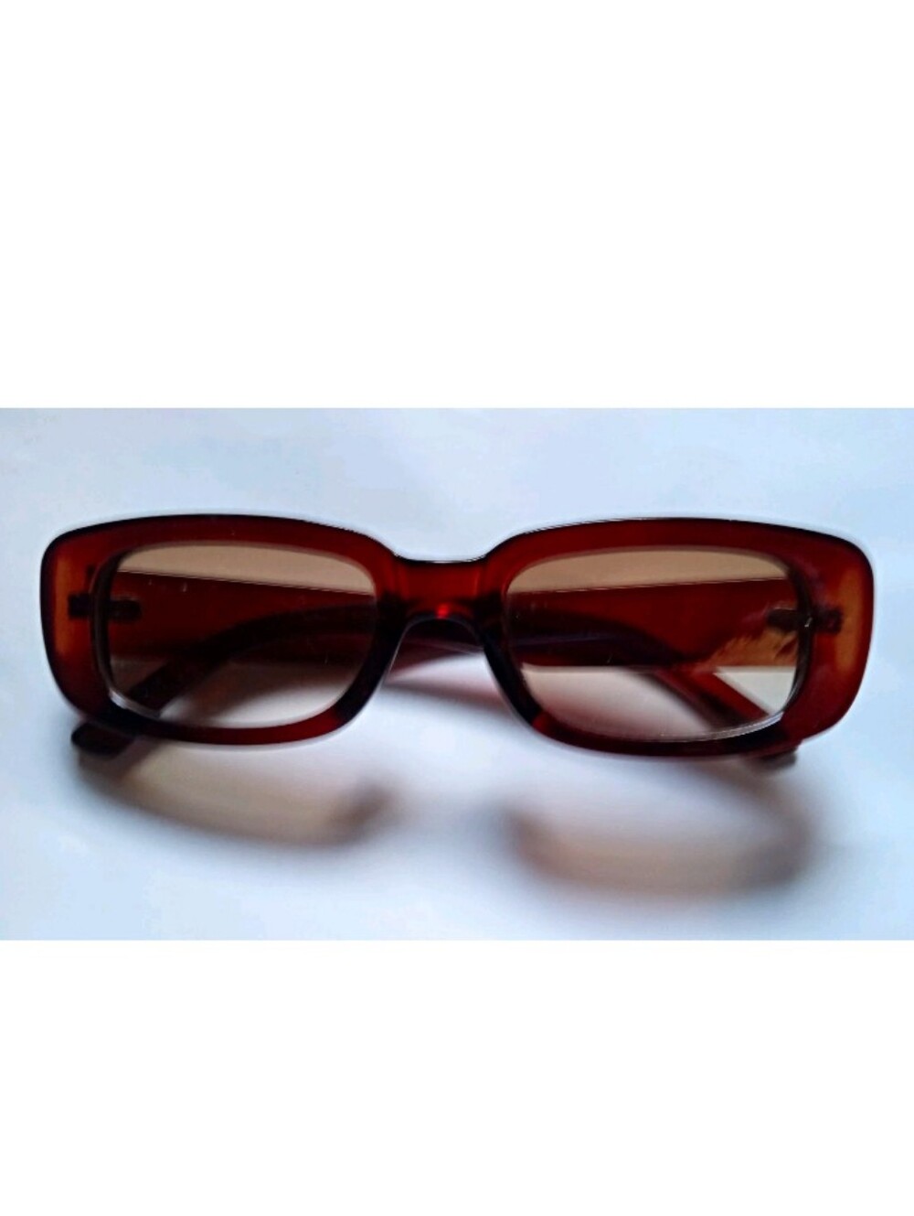Women's Rectangle Sunglasses Brown Plastic Frame Gradient Tinted Unmarked